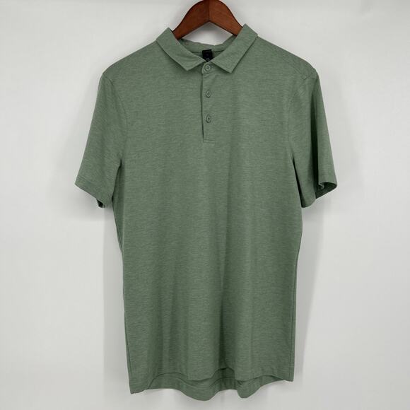 Lululemon Polo Shirt Men Medium Green Evolution ShowZero Preppy Soft Golf Casual - Picture 1 of 7